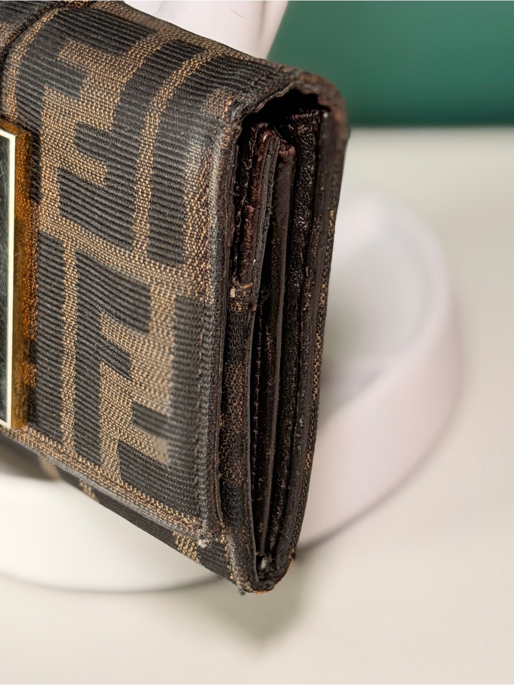 Fendi Brown Zucca Continental Wallet with Black Logo Plaque - Picture 7 of 8